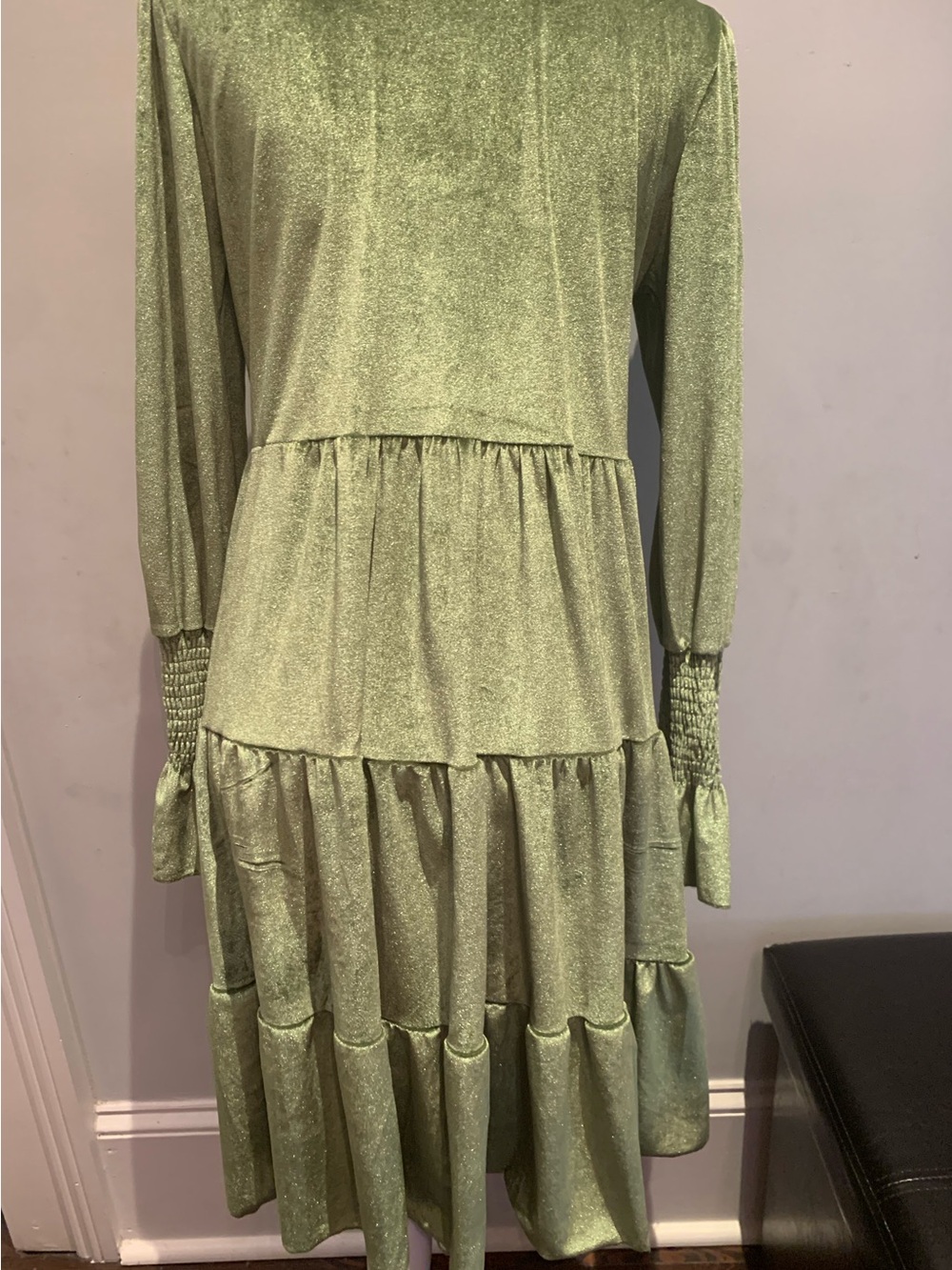 🌹TEMU🌹VINTAGE BOW VELVET MIDI DRESS. NWOT. - Picture 5 of 11